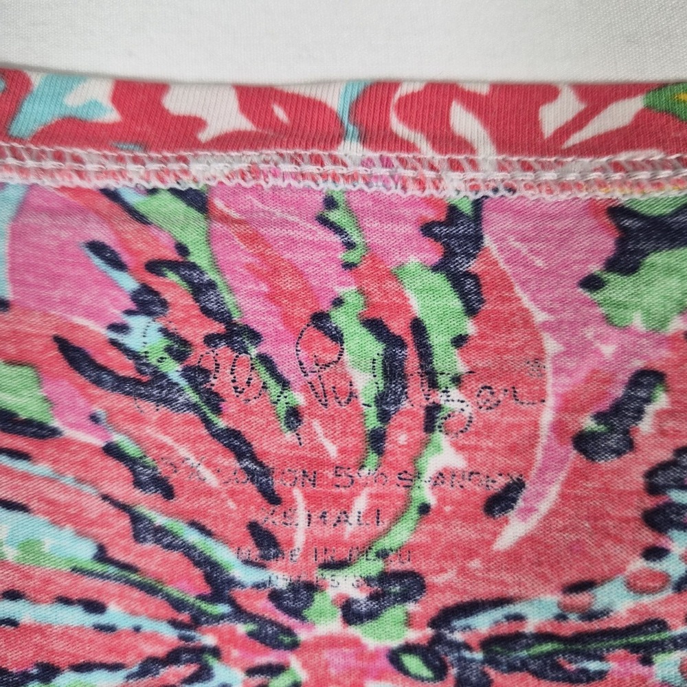 Lilly Pulitzer Women's XS Floral Long Sleeve Top Pink Blue Tropical V Neck - Picture 5 of 9